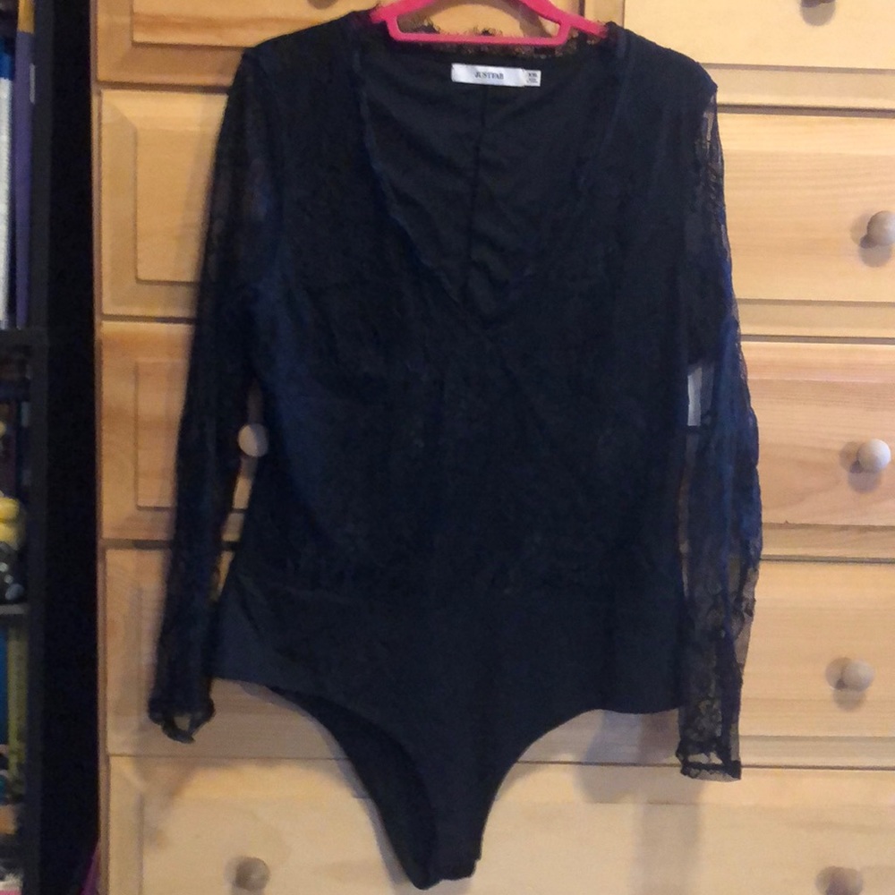 NWT black lace bodysuit